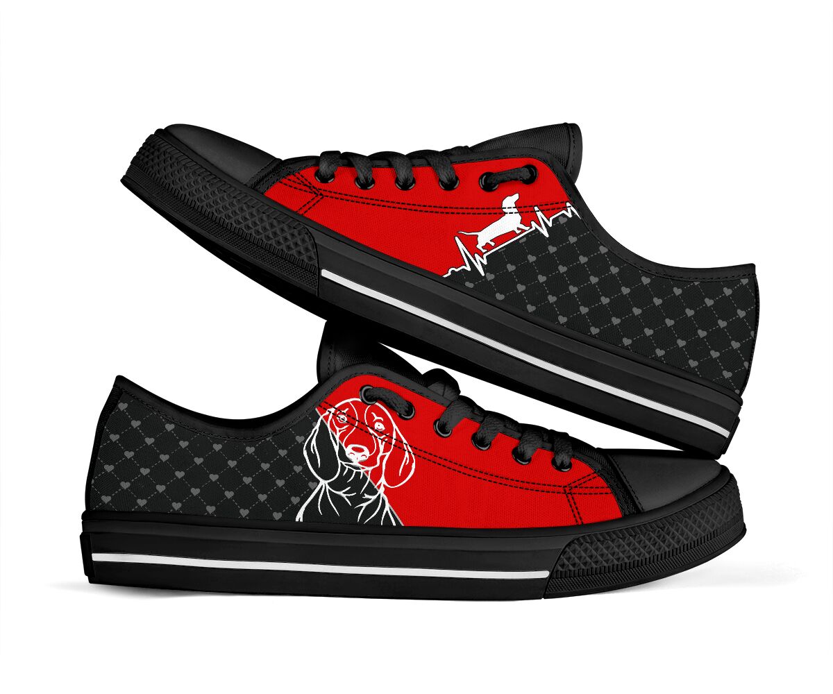 Dachshund Heart Beat - Low Top Shoe - Love Love Top Shoes