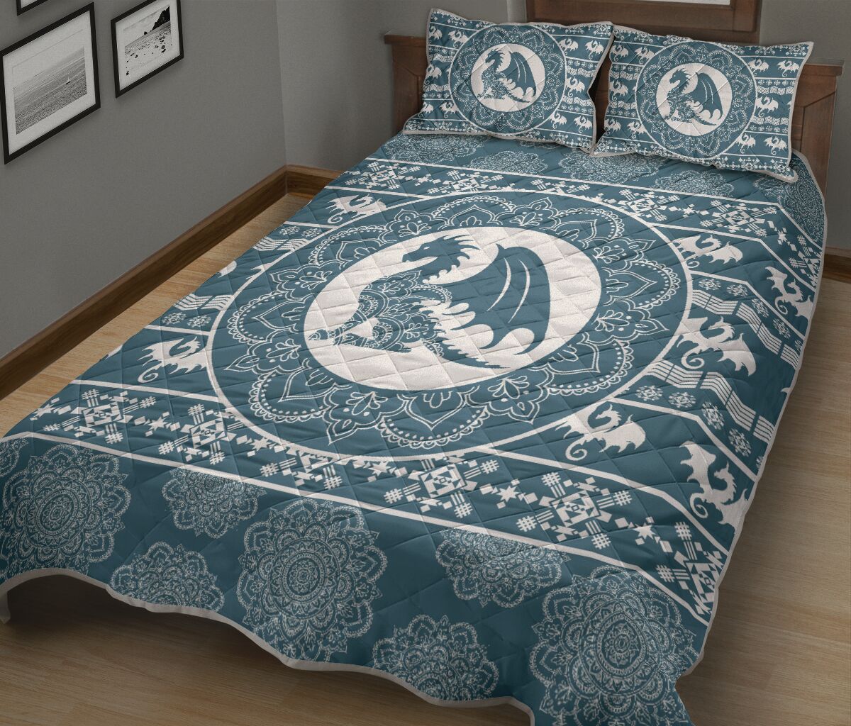 Dragon Mandala Quilt Bed Set - Love Quilt Bedding Set