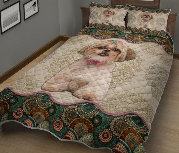 Shih Tzu Dog - Vintage Mandala Sky - Love Quilt Bedding Set