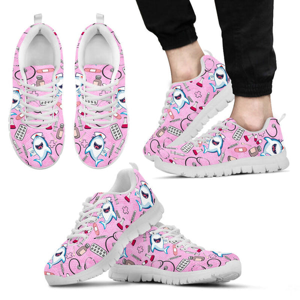 Nurse Shark Pink Sneakers, Running Shoes, Shoes For Women, Shoes For Men, Custom Shoes, L- Love Sneakers