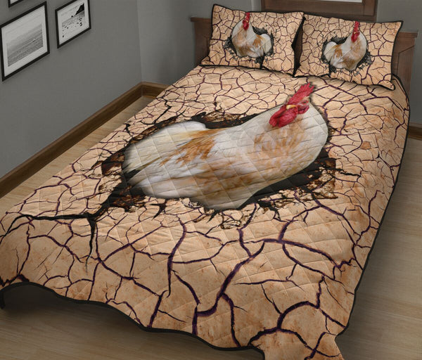 Chicken Farm Earth Crack Style Quilt Bed Set - Love Quilt Bedding Set