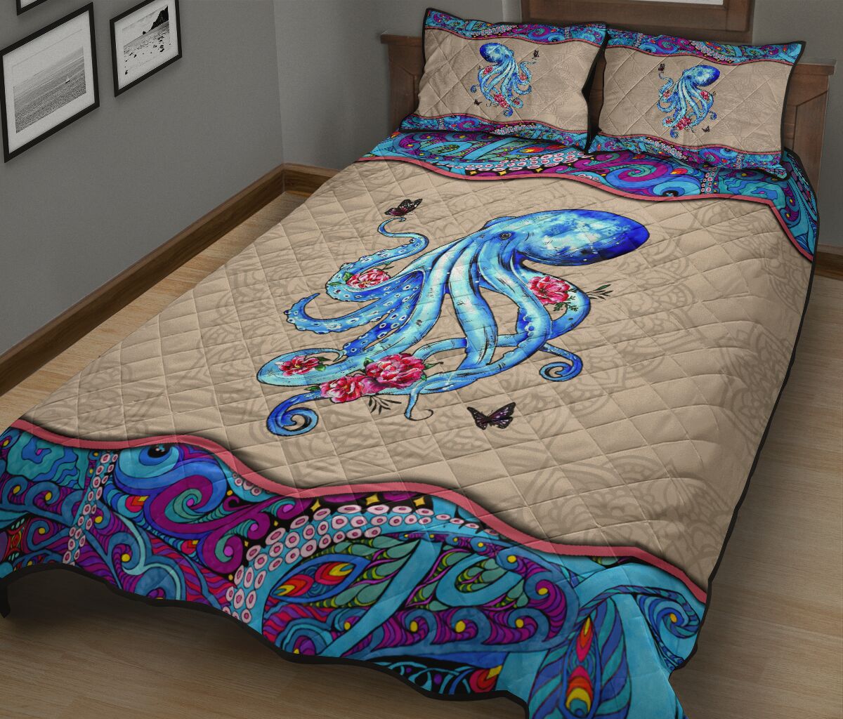 Octopus Color Mandala - Quilt Bed Set - Love Quilt Bedding Set