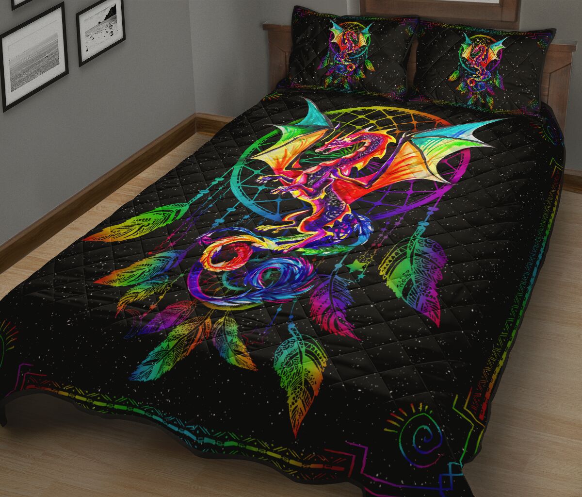 Dragon Catcher Dream Color Style Quilt Bed Set - Love Quilt Bedding Set