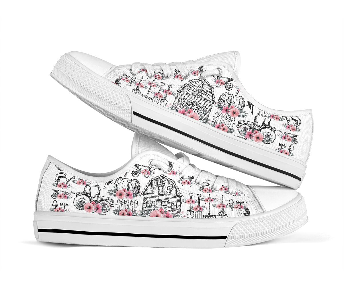 Farm Tools - Flowers - Low Top Shoe - Love Love Top Shoes
