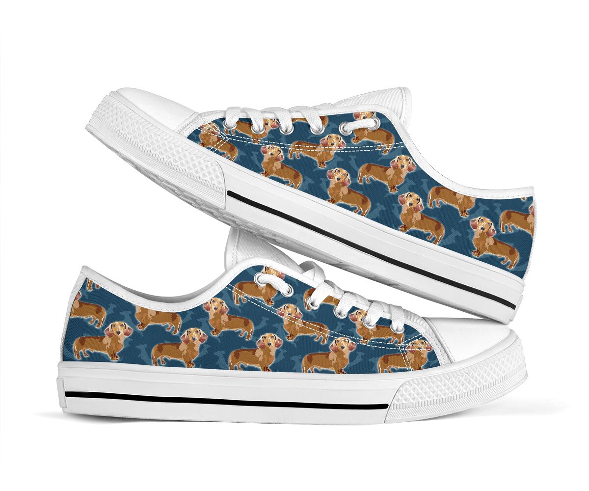 Dachshund Navy Pattern - Low Top Shoe - Love Love Top Shoes
