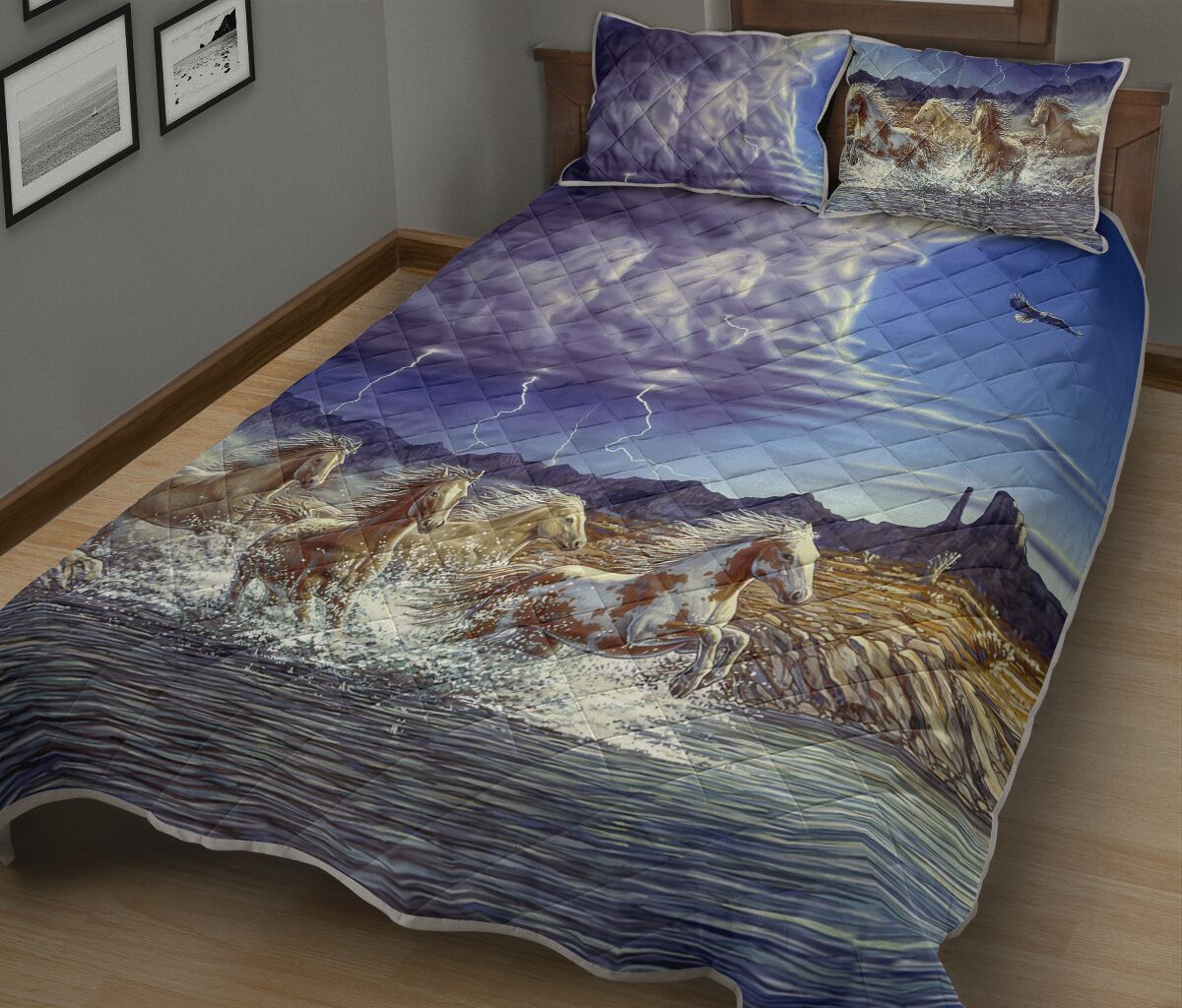 Horse And Thunderstorm - Quilt Bed Set- Love Quilt Bedding Set
