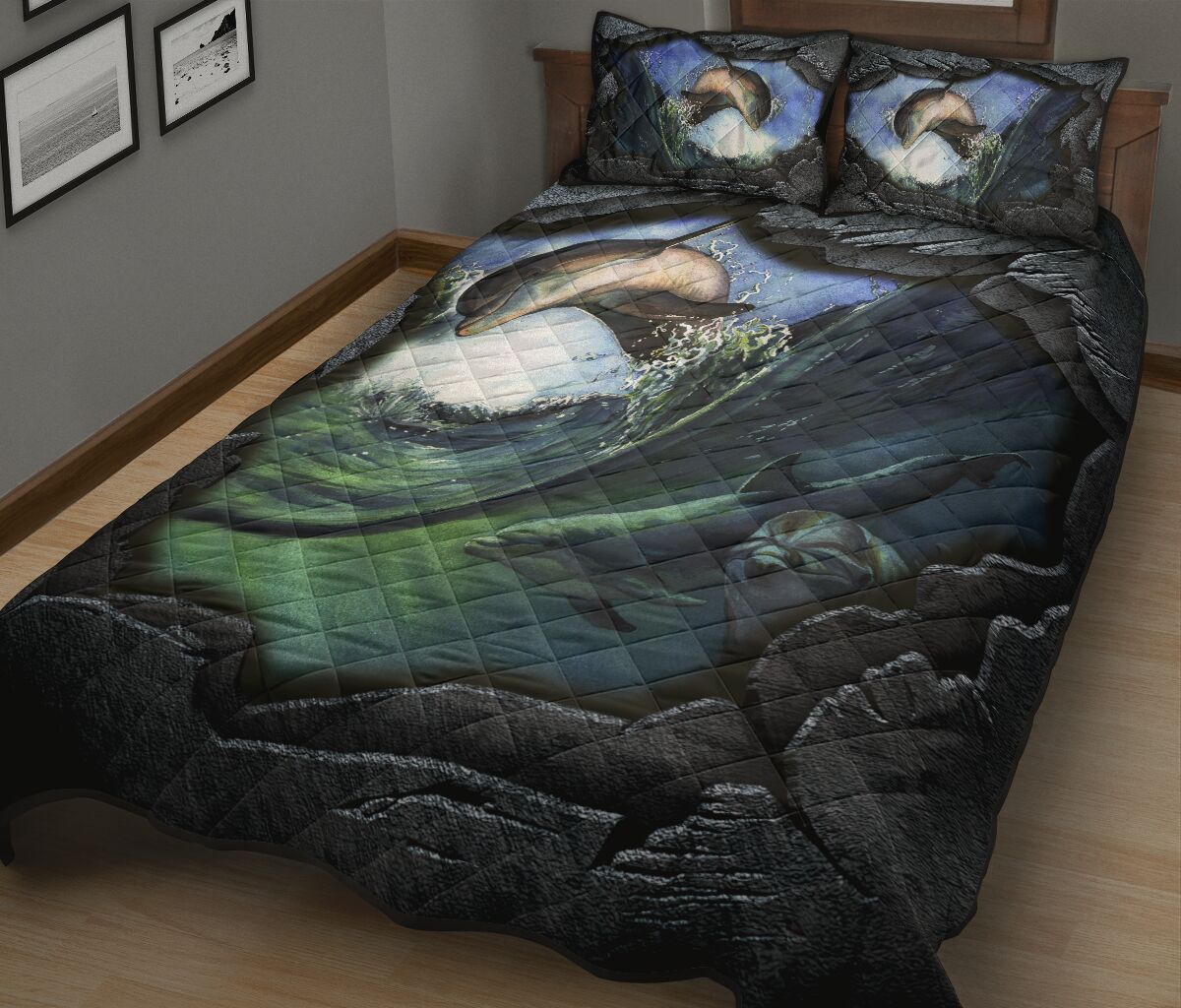 Dolphin Art Quilt Bed Set - Love Quilt Bedding Set