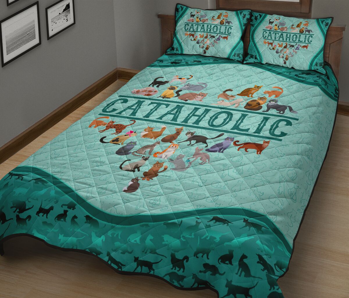 Cat - Cataholic - Aholic - Quilt Bed Set 43 - Love Quilt Bedding Set