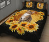 Cat Moon Sunflower Quilt Bed Set - Love Quilt Bedding Set