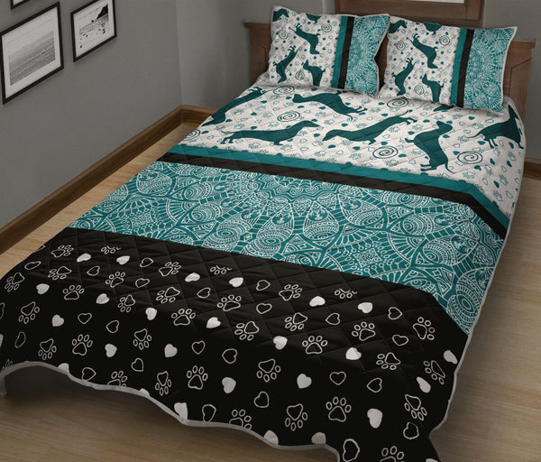 Dachshund Darkturquoise - Bed Set - Love Quilt Bedding Set