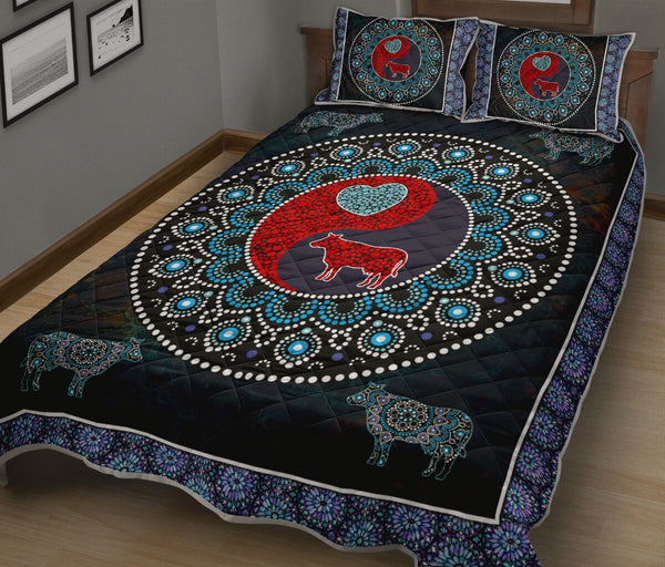 Cow Farm Mandala Ying And Yang Style Quilt Bed Set- Love Quilt Bedding Set