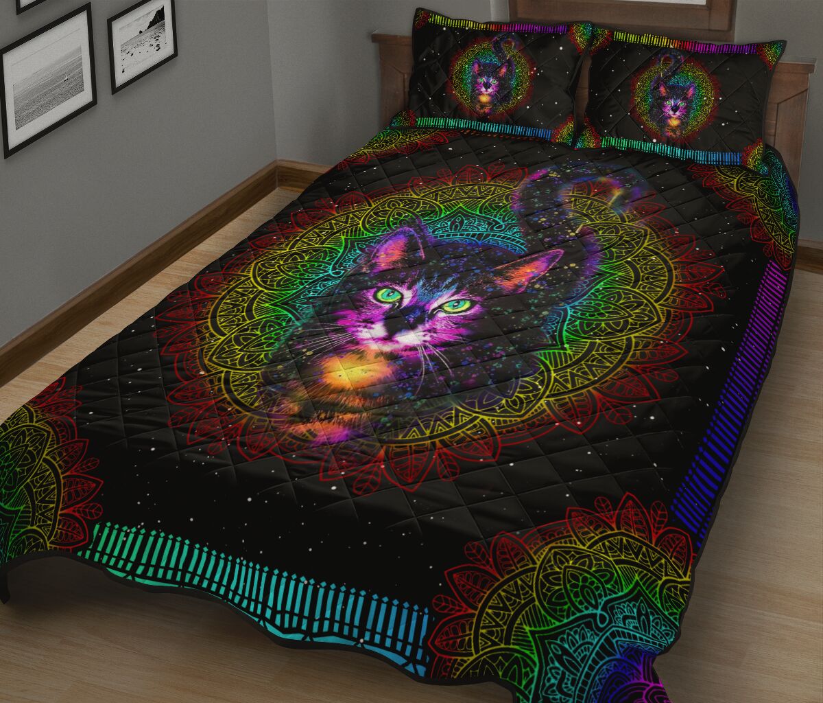 Quilt Bed Set - Cat - Rainbow 14 - Love Quilt Bedding Set