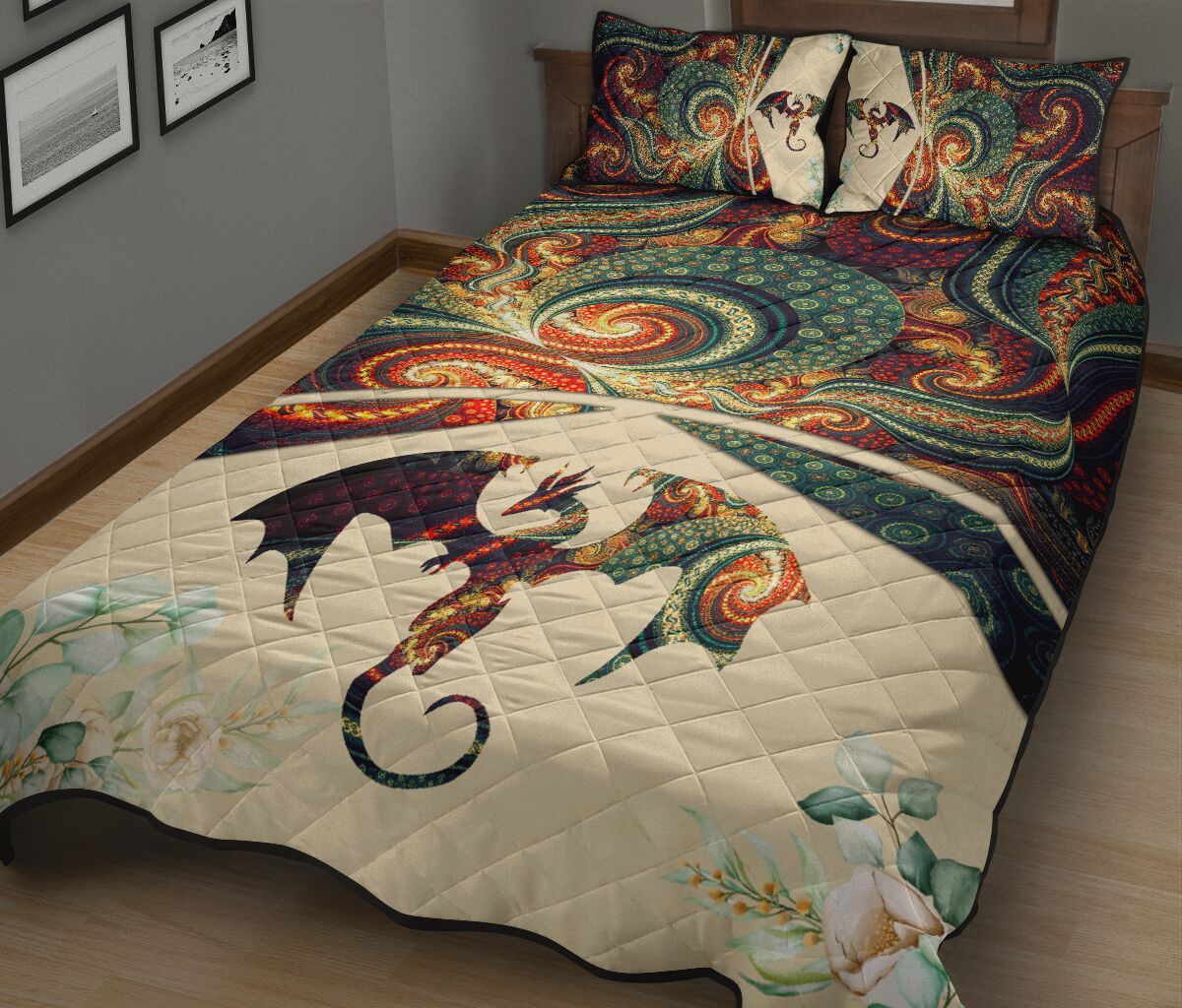 Dragon Abstract Style Quilt Bed Set - Love Quilt Bedding Set