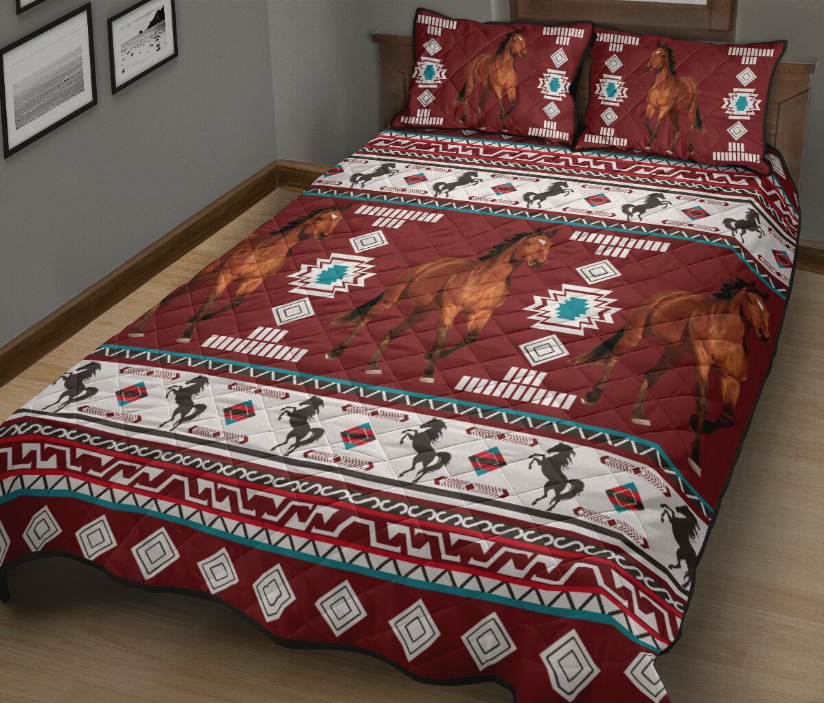 Horse Boho Native Pattern - Quilt Bed Set - Nnd- Love Quilt Bedding Set