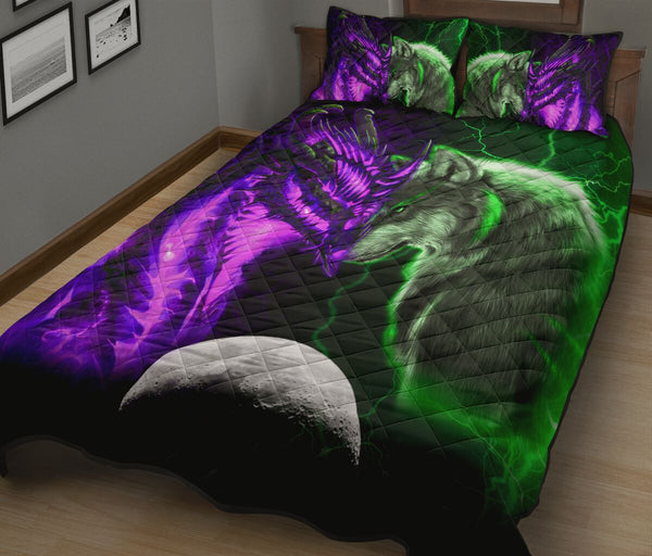 Dragon Wolf Quilt Bed Set 1- Love Quilt Bedding Set