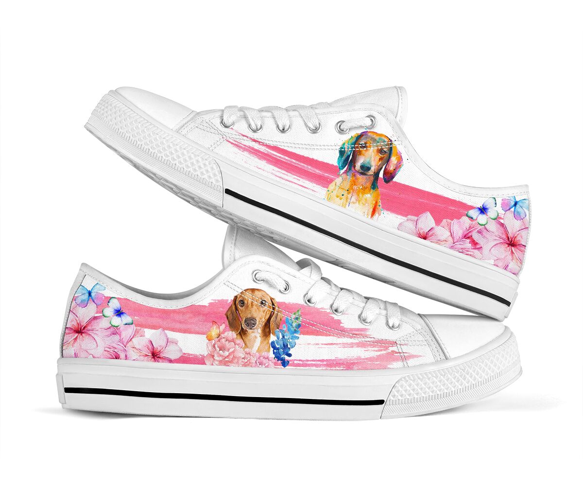 Dachshund Flower Watercolor - Low Top - Da Shoe - Love Love Top Shoes