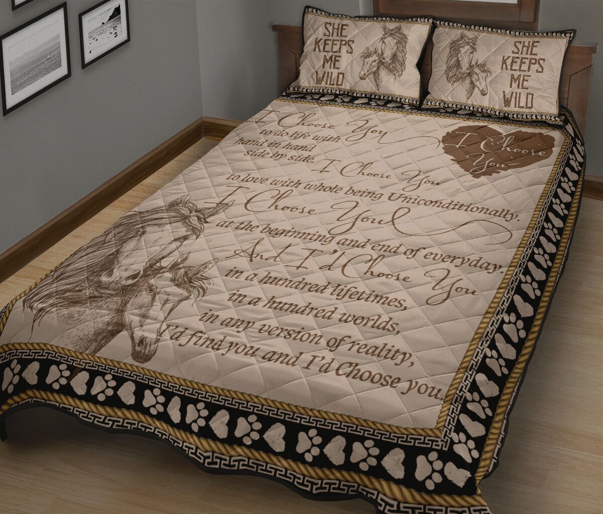 Horse I Choose You - Bed Set- Love Quilt Bedding Set