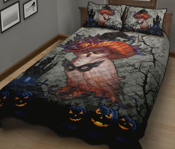 Owl Halloween Style Quilt Bed Set - Love Quilt Bedding Set