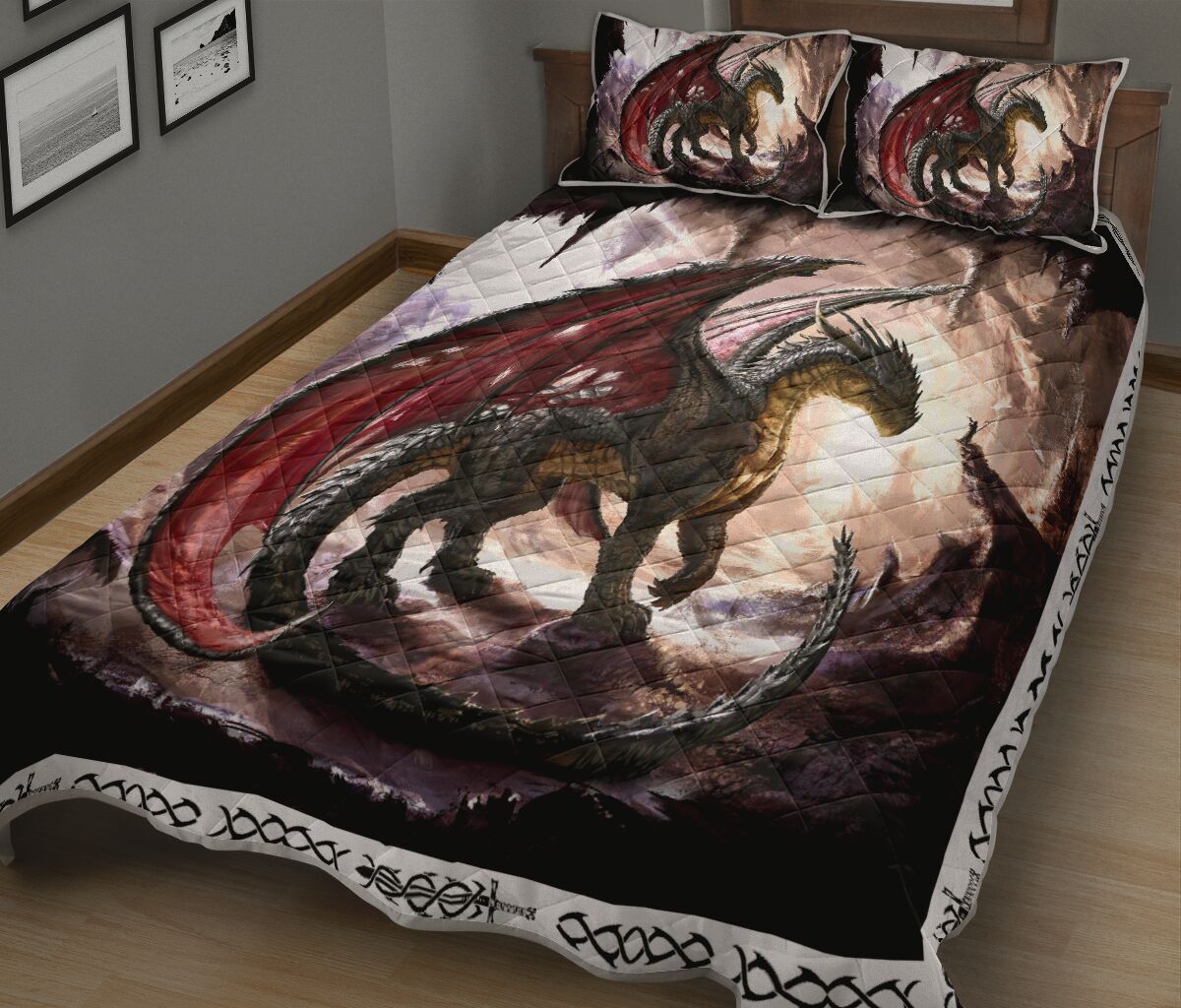 Dragon Art Celtic Quilt Bed Set - Love Quilt Bedding Set