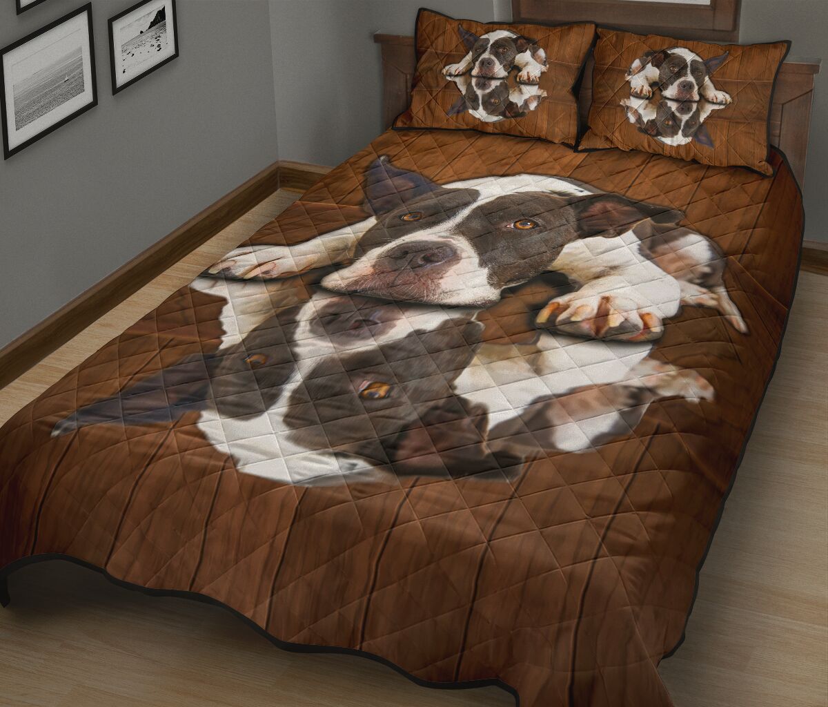 Great Dane Dog Shadow Style Quilt Bed Set - Love Quilt Bedding Set