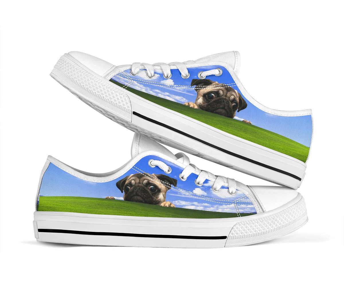 Pug Lying Mountain - Low Top Shoe - Love Love Top Shoes