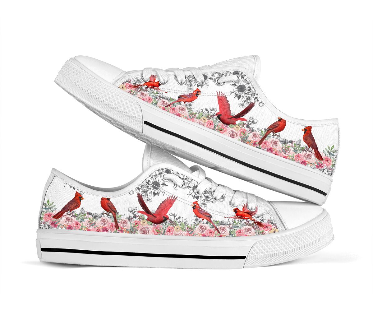Flowers - Cardinal Bird - Low Top Shoe - Love Love Top Shoes
