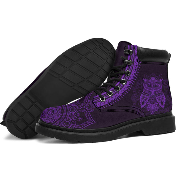 Owl Mandala Asboots Purple 2 - Love All Season Boots