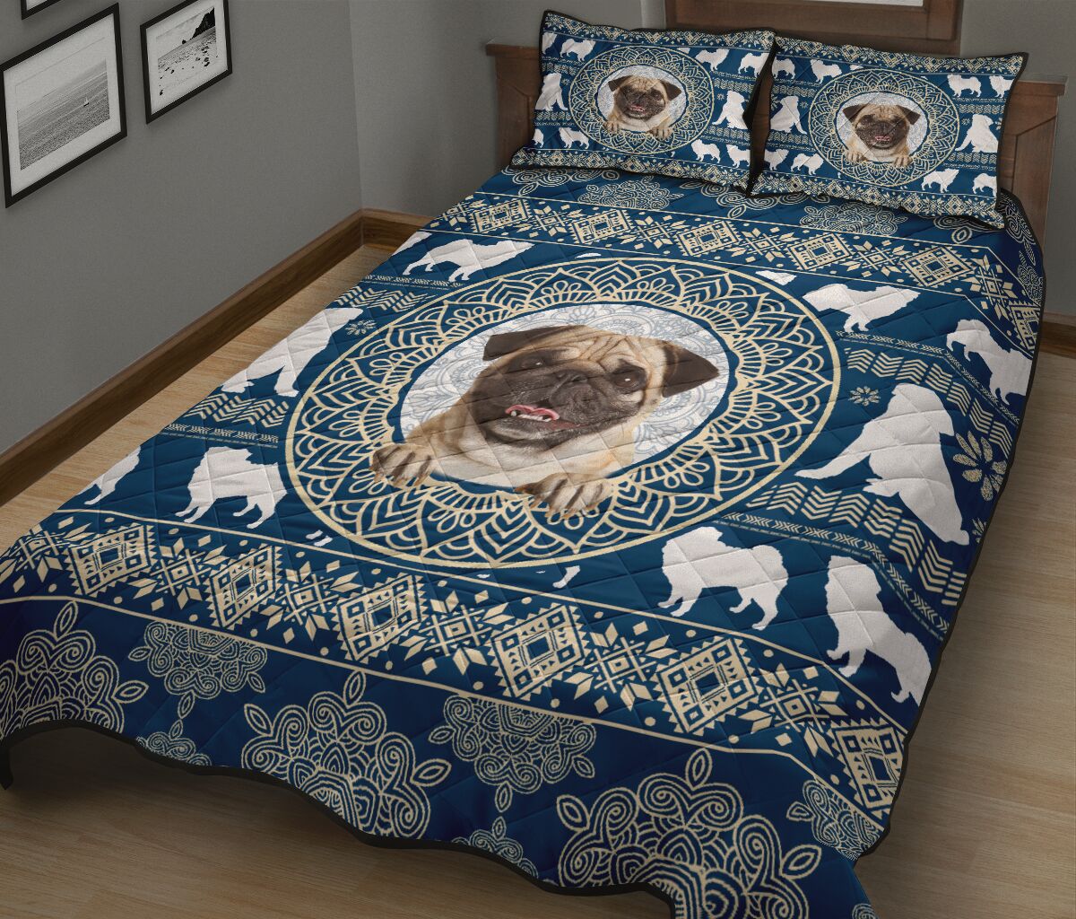 Pug Mandala Pattern - Bed Set - Love Quilt Bedding Set