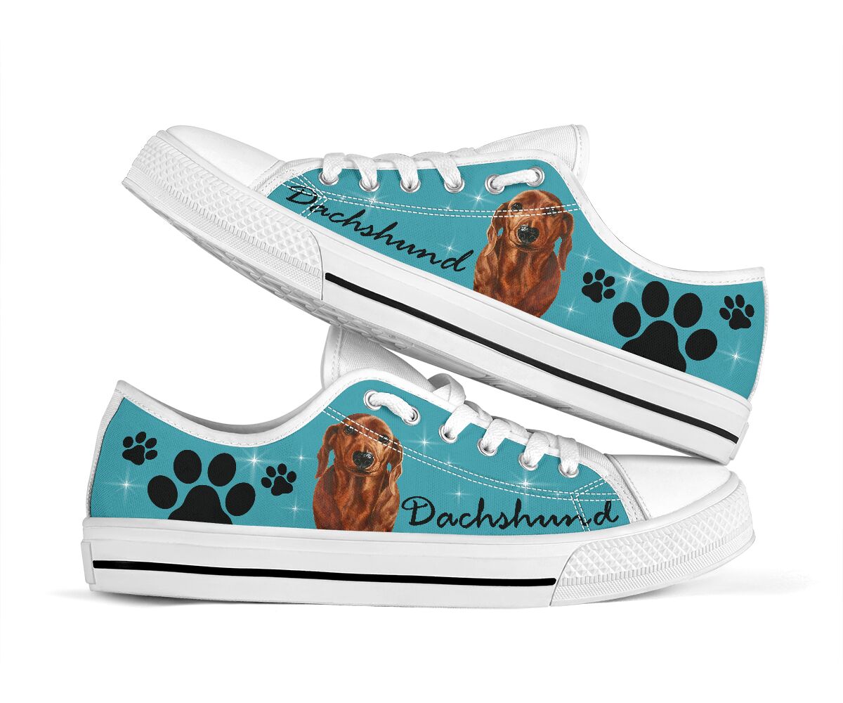 Dachshund And Dog Paw - Low Top Shoe - Love Love Top Shoes