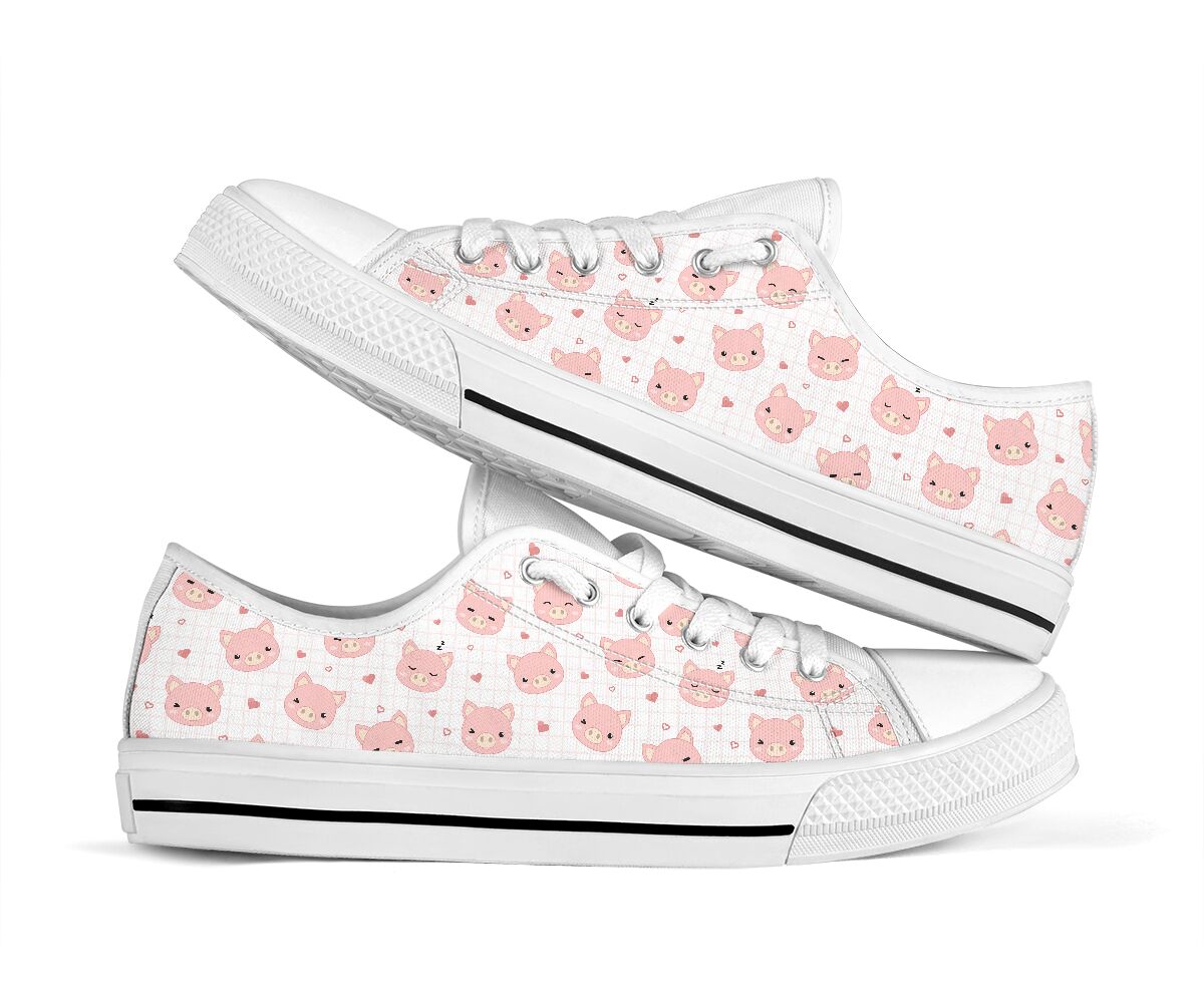 Pig Pink Lovely Heart Low Top Shoes