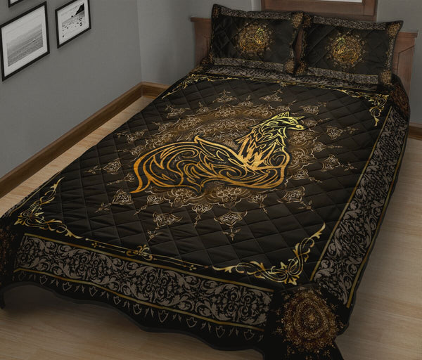 Fox Gold Quilt Bed Set - Love Quilt Bedding Set