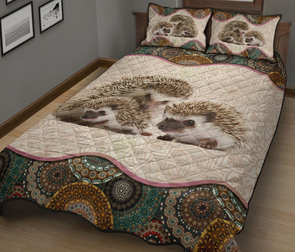 Hedgehog Family Cute Hedgehog - Bed Set - Love Quilt Bedding Set