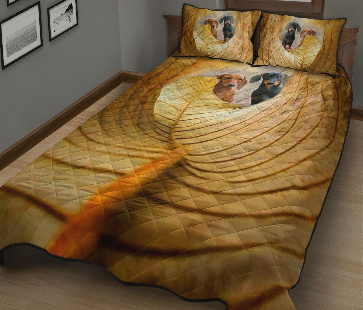 Dachshund Autumn - Quilt Bed Set - Love Quilt Bedding Set