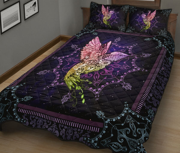 Hummingbird Animal Mandala Quilt Bed Set - Love Quilt Bedding Set