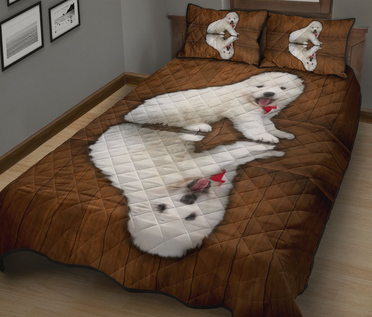 Samoyed Dog Quilt Bed Set - Love Quilt Bedding Set