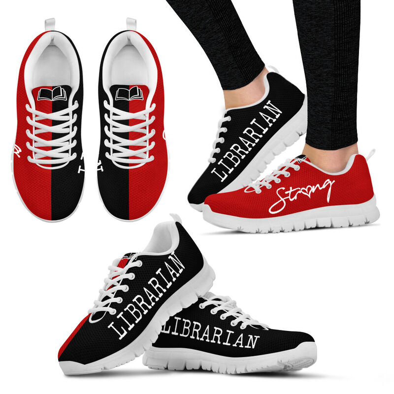 Librarian Strong Red Black Sneakers, Running Shoes, Shoes For Women, Shoes For Men, Custom S- Love Sneakers