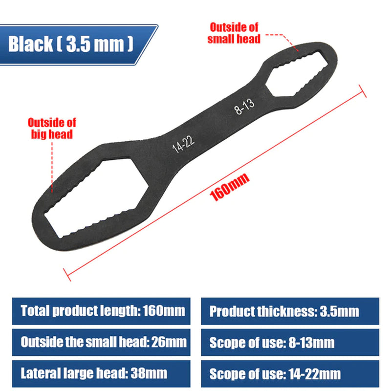 8-22Mm Universal Torx Wrench Board Adjustable Double-Head Torx Spanner Self-Tightening Glasses Wrench Multi-Purpose Hand Tools