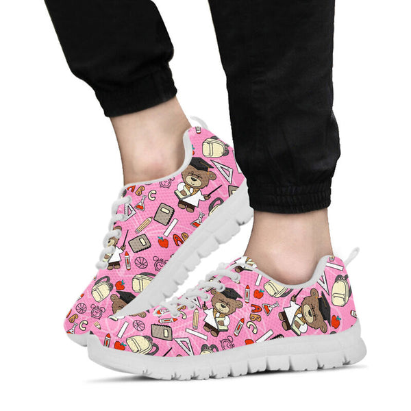 Teddy Bear Teacher Pink Shoes Sneakers, Runni- Love Sneakers