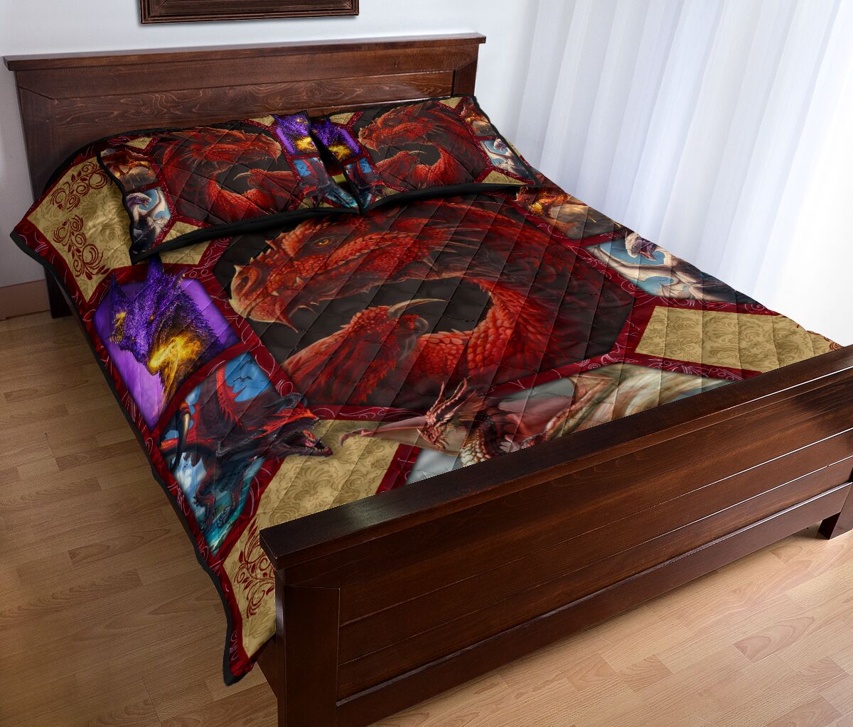 Dragon Pattern Style Quilt Bed Set - Love Quilt Bedding Set