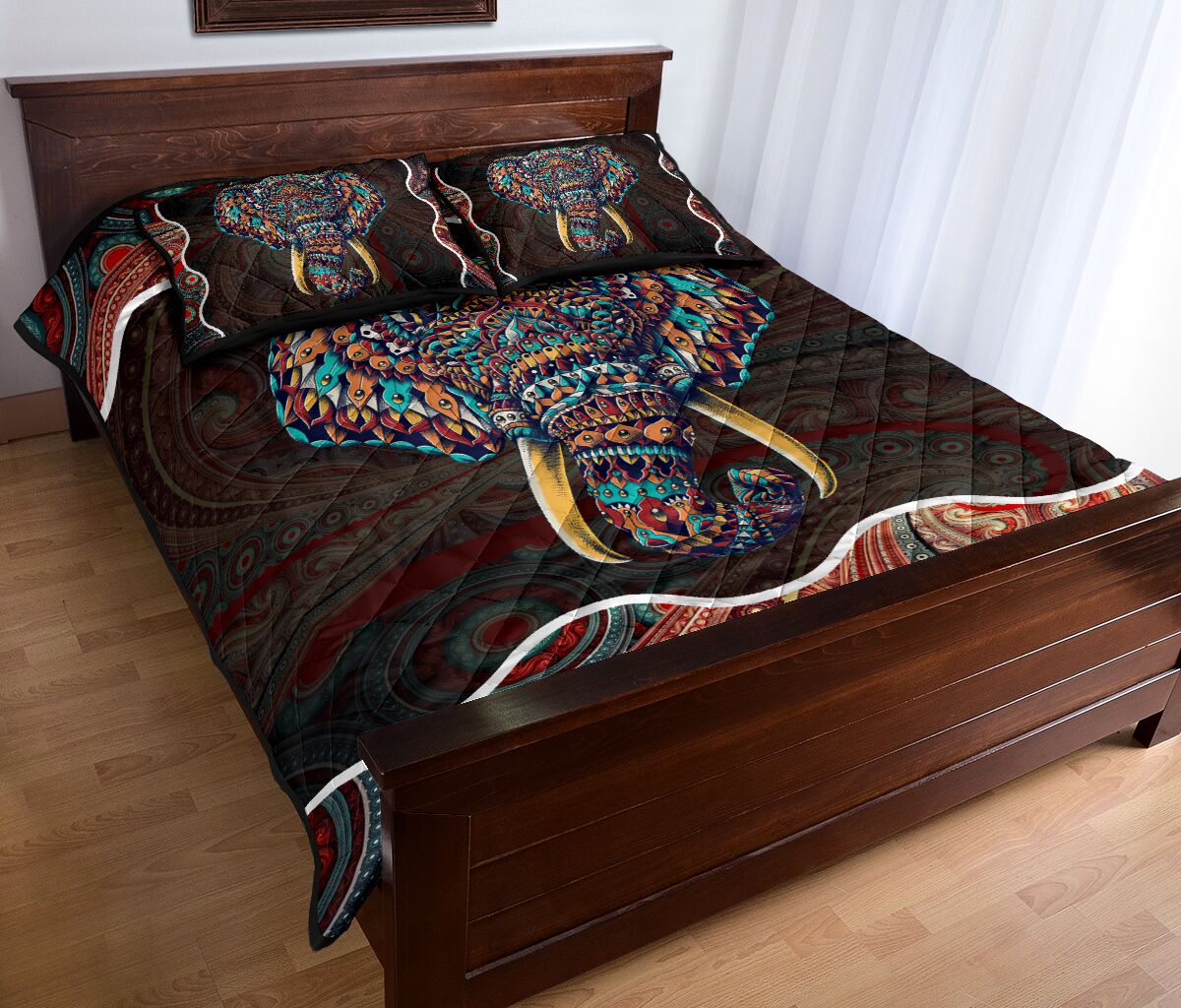 Elephant Mandala Celtic Color Quilt Bed Set - Love Quilt Bedding Set