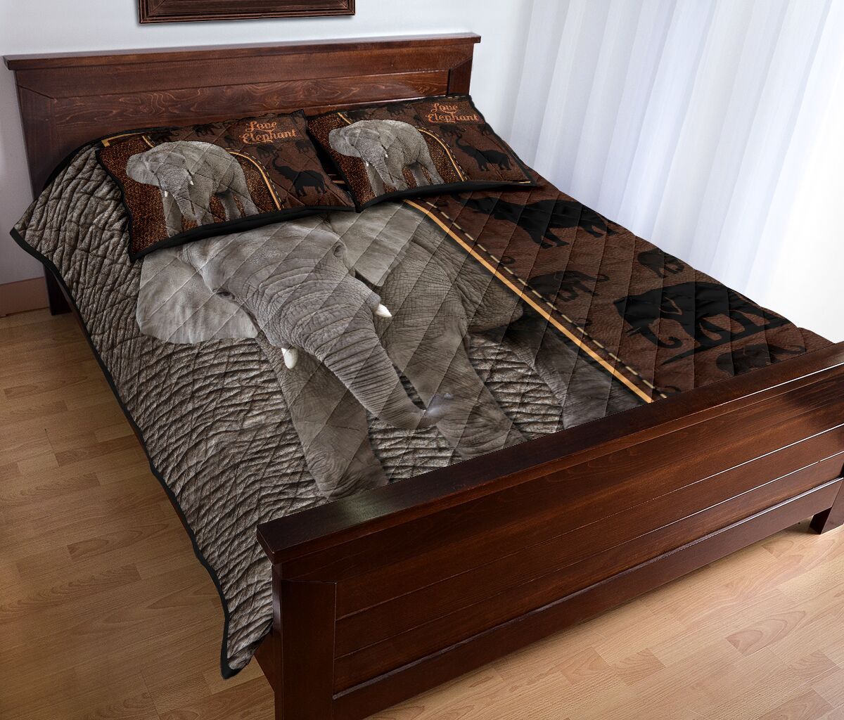 Elephant Leather Style Quilt Bed Set - Love Quilt Bedding Set