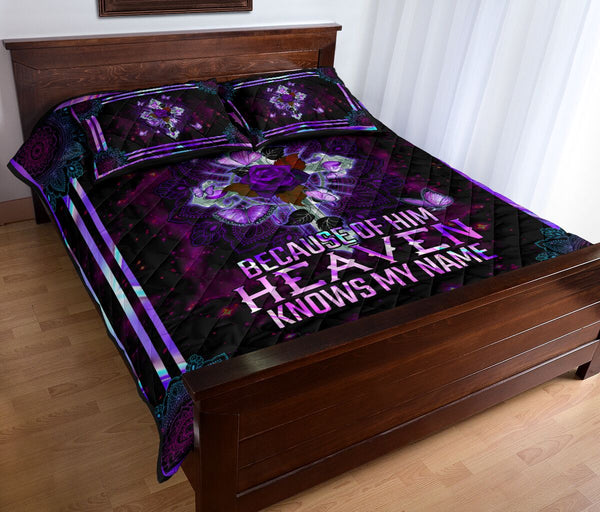God Jesus Because Of Him Heaven Knows My Name Quilt Bed Set- Love Quilt Bedding Set