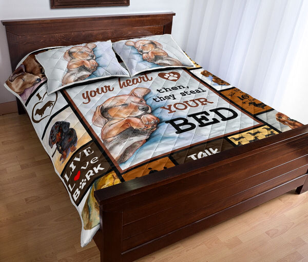 Dachshund Steal Your Heart - Quilt Bed Set - Nnd - Love Quilt Bedding Set