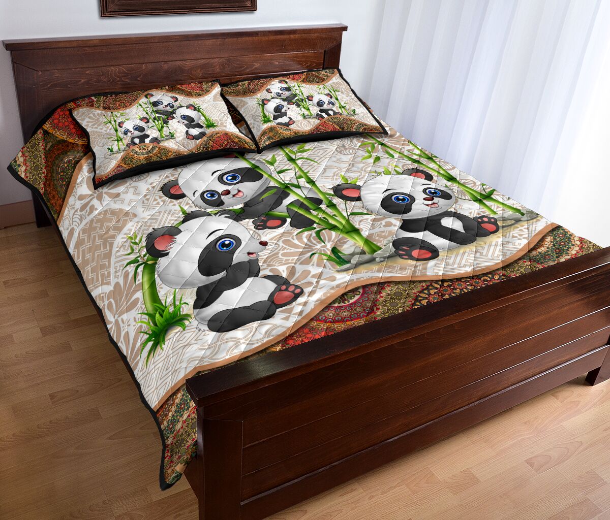 Cute Panda And Bamboo - Bed Set - Love Quilt Bedding Set