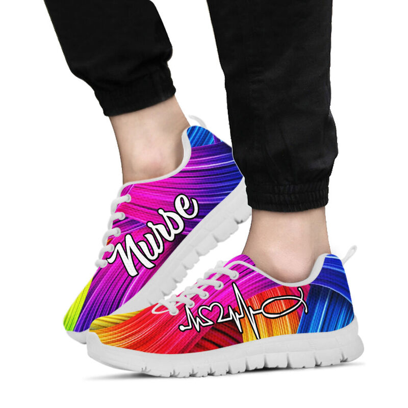 Nurse Rainbow Sneakers, Running Shoes, Shoes For Women, Shoes For Men, Custom Shoes, L- Love Sneakers
