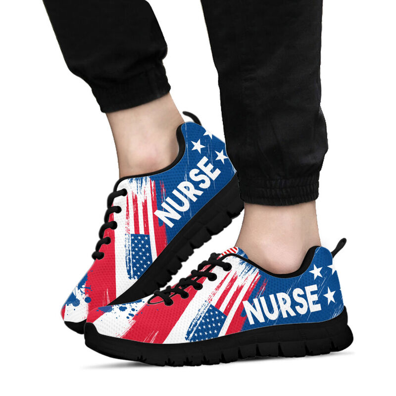 Nurse Usa Brush Sneakers, Running Shoes, Shoes For Women, Shoes For Men, Custom Shoes, L- Love Sneakers