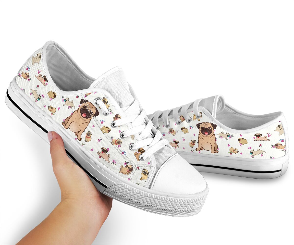 Pug Pattern Pug Low Top Shoe - Love Love Top Shoes