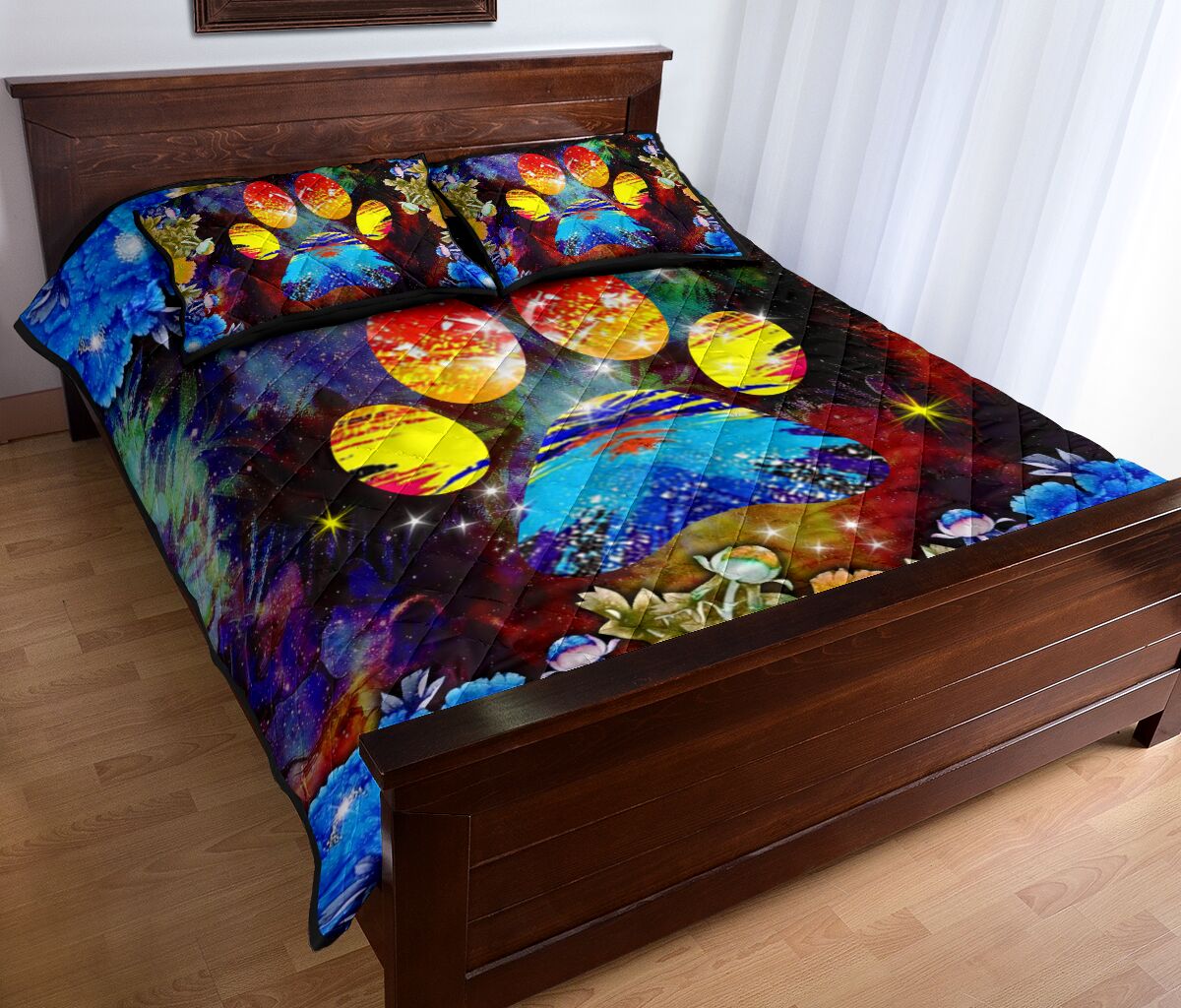 Dog Paw Flower Blue - Quilt Bed Set - Nnd - Love Quilt Bedding Set