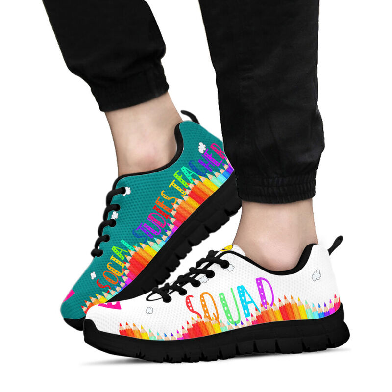Social Studies Teacher Squad Teal White Kd Sneakers, Runni- Love Sneakers