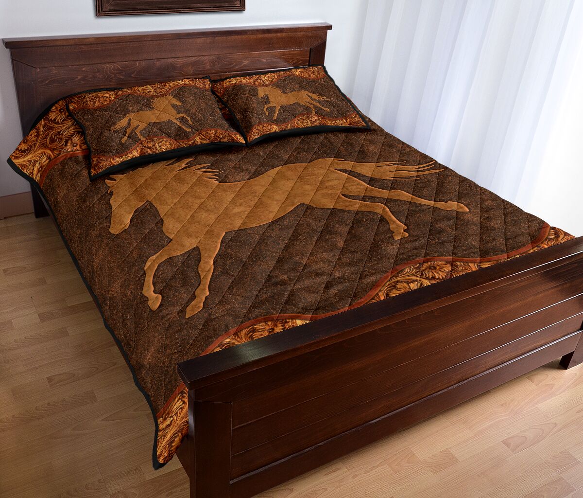 Horse Leather Style Quilt Bed Set - Love Quilt Bedding Set